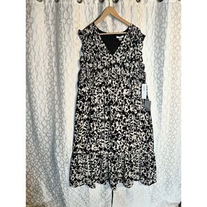 NEW London Times Size 20 Maxi Dress Black White 3/4 Long Sleeve Classy Work